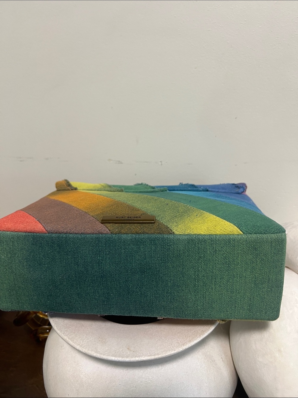 NWT Kurt Geiger Kensington Rainbow Denim Shoulder Bag - Picture 6 of 12